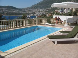 Relaxing by the pool