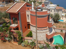Looking down at villa